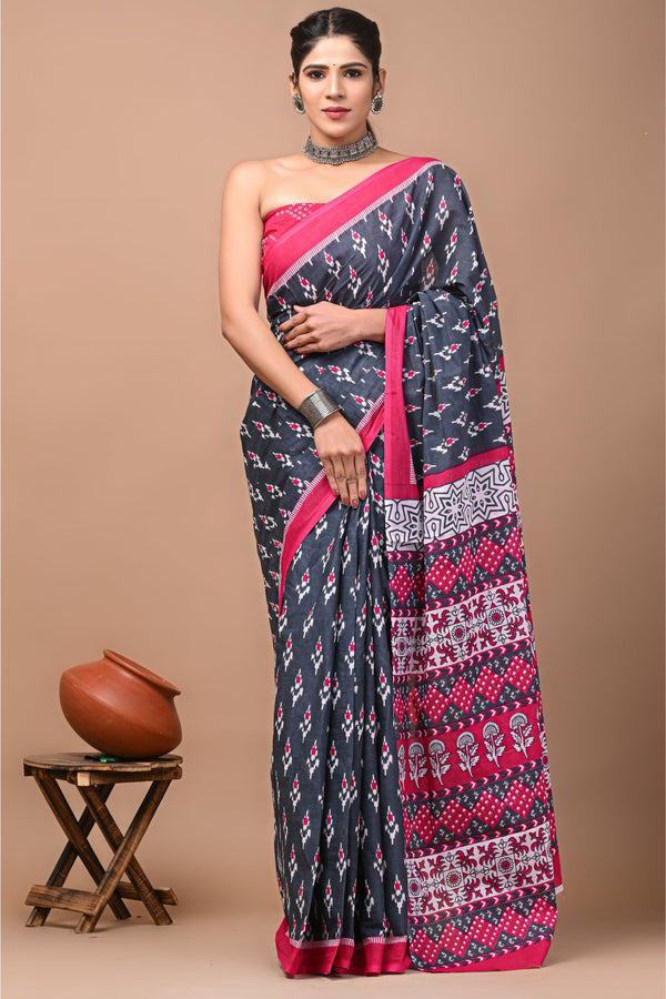 Playful Printed Cotton Sarees with Whimsical Patterns