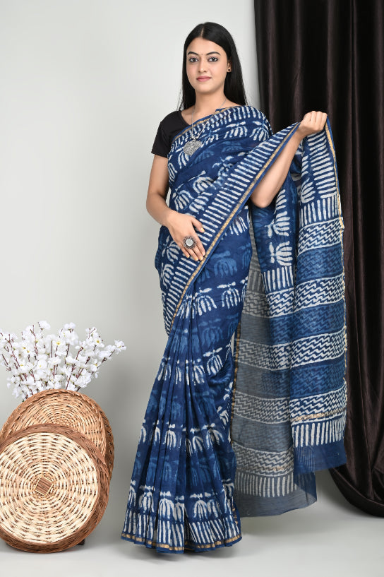 Hand Block Printed Chanderi Silk Sarees Extravaganza: Floral Designs