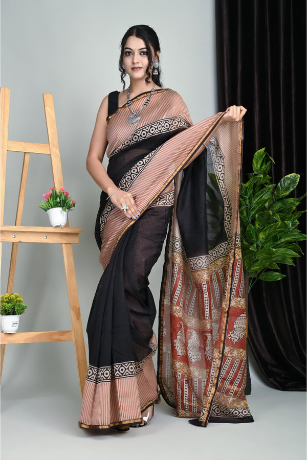 Exclusive Hand Block Printed Chanderi Silk Sarees: Limited Edition