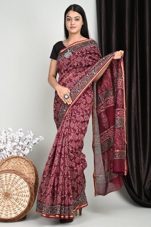 Block Print Wonders: Chanderi Sarees with Wonderful Block Prints