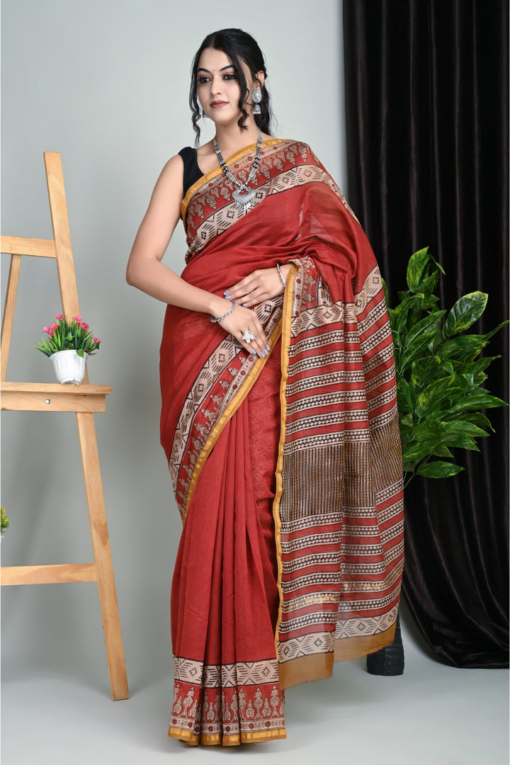 Handcrafted Treasures: Chanderi Silk Sarees Crafted with Love