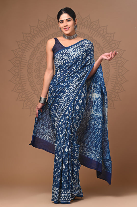 Authentic Impressions: Hand Block Malmal Sarees