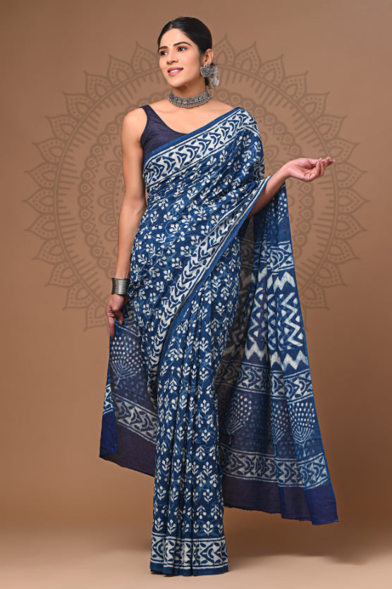 Natural Allure: Malmal Sarees with Dyes