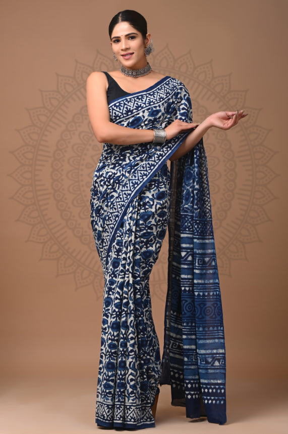 Indigo Fantasy: Malmal Cotton Sarees Collection