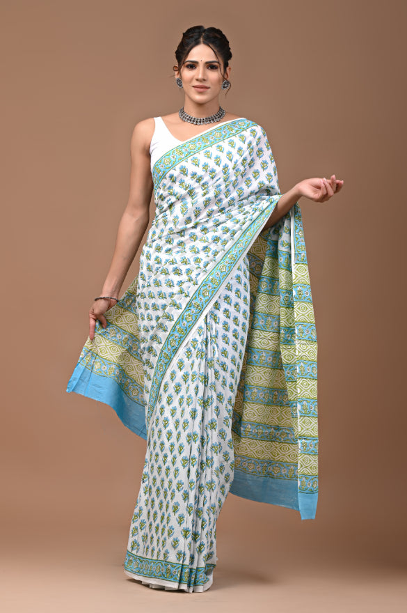 Floral Fantasy: Malmal Cotton Sari Collection