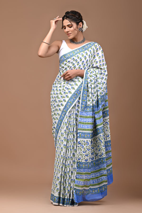 Daily Chic: Hand Block Printed Daily Wear Sari