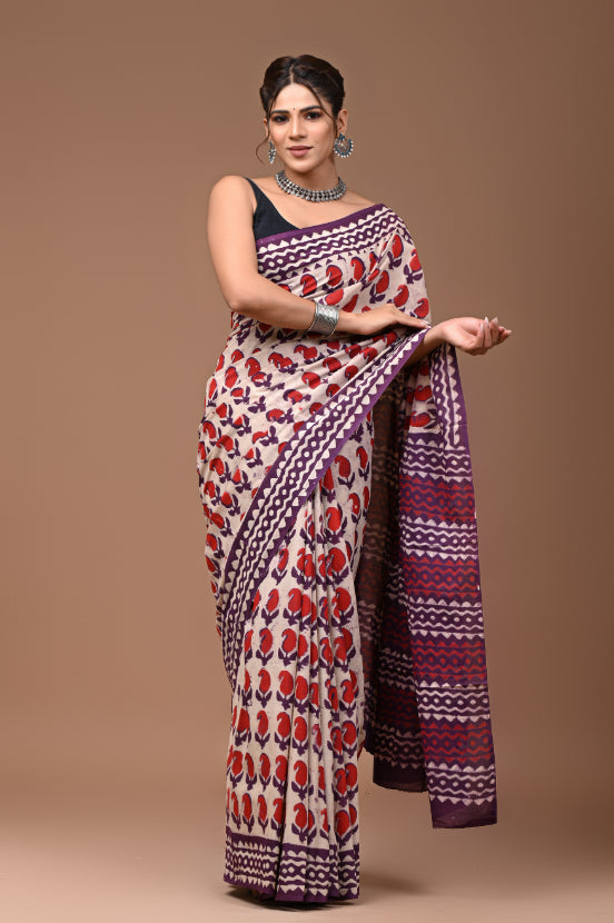 Bagru Print Cotton Saree