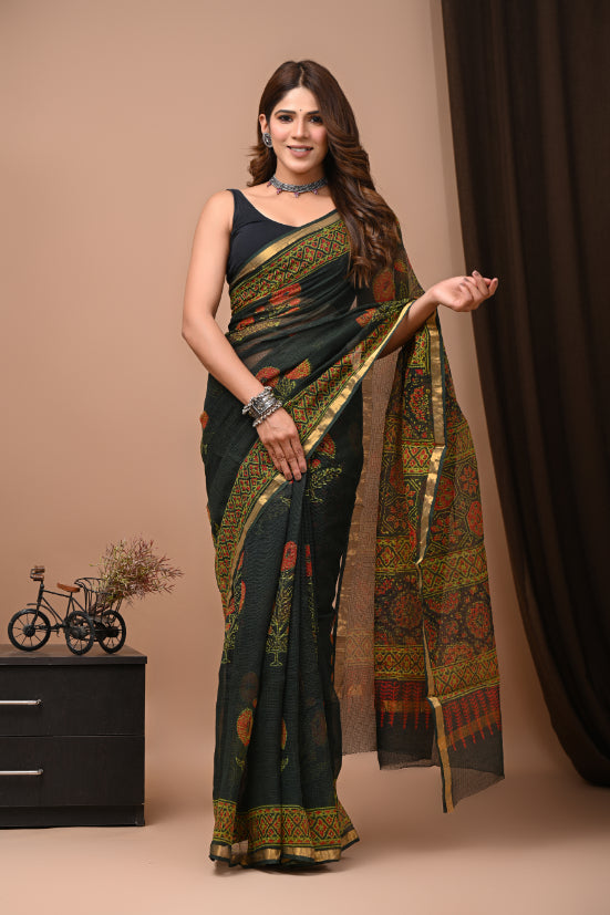 Kota Doria: Ethnic Bagru Print Sari