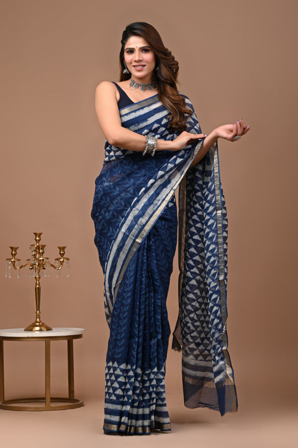 Kota Silk: Unique Hand Block Design Sari