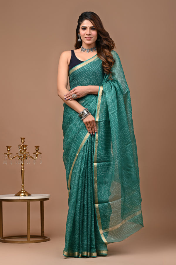 Kota Silk: Crafted Kota Silk Block Sari