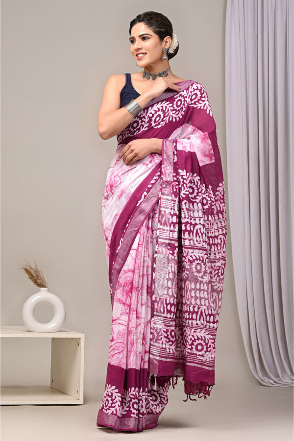 Sustainable fashion with natural dye linen saree