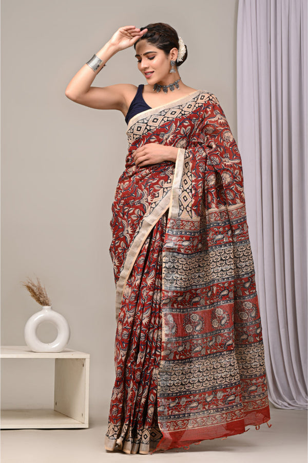 Custom block printed saree reflecting personal style