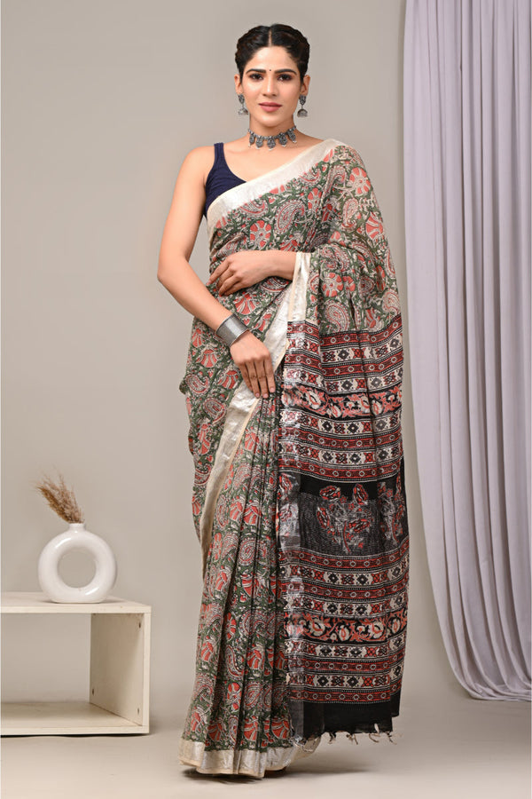 Unique hand block printed saree for fashion-forward