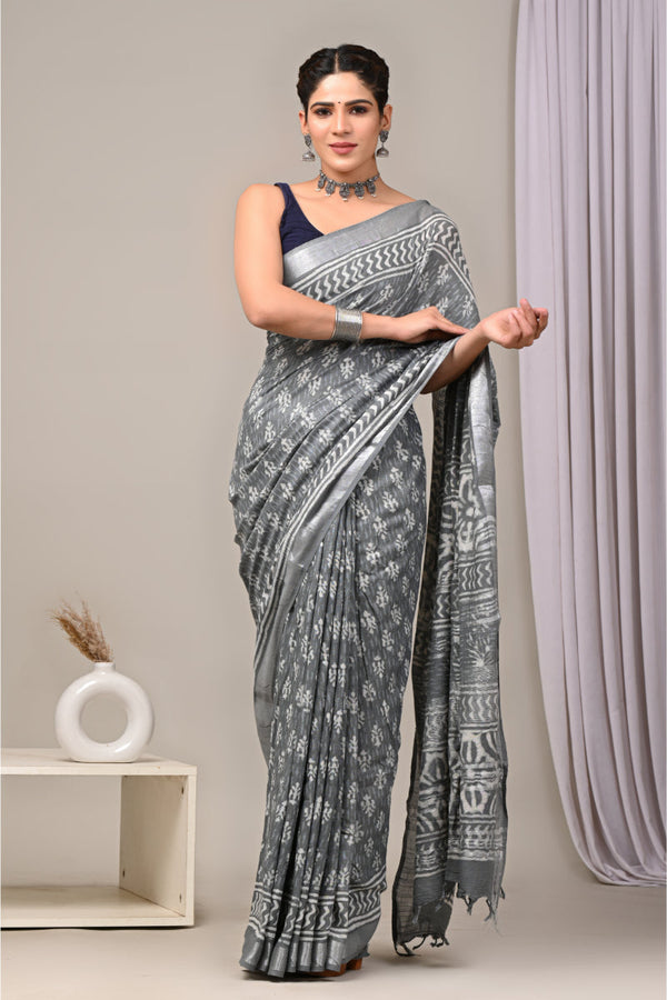 Charming Indian handcrafted linen saree