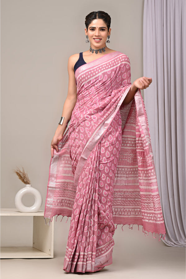 Luxurious handmade block print saree