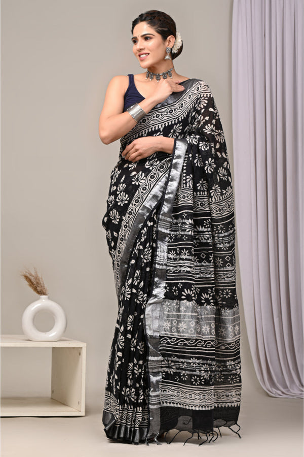 Designer block print saree making a statement