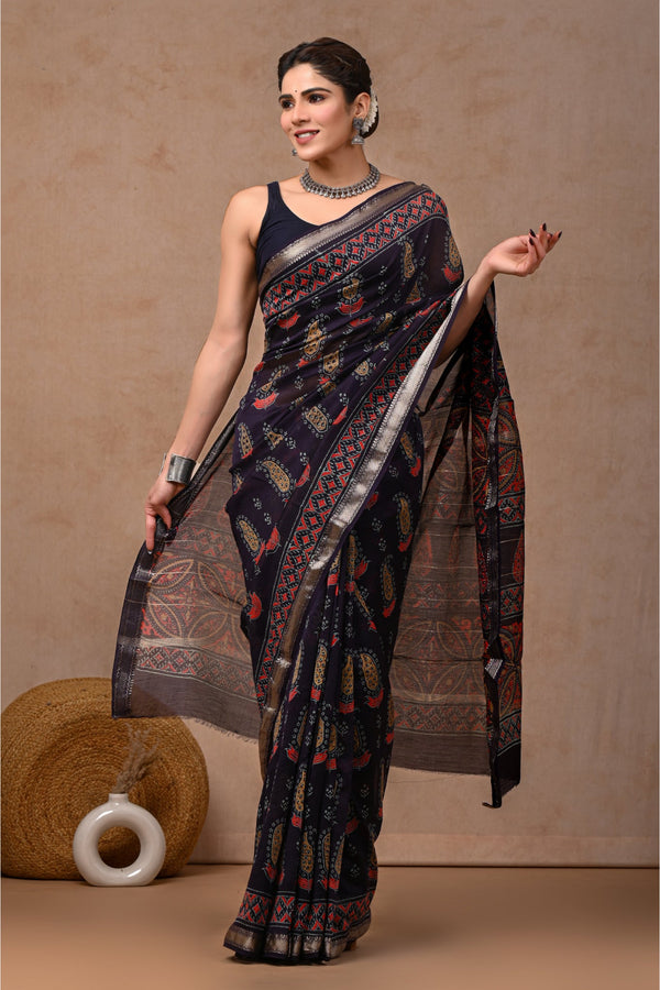 Traditional Block Print Beauty of Maheshwari Block Print Sari