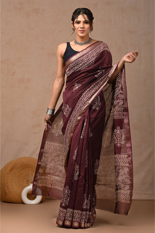 Traditional Maheshwari Silk Sari with Timeless Charm