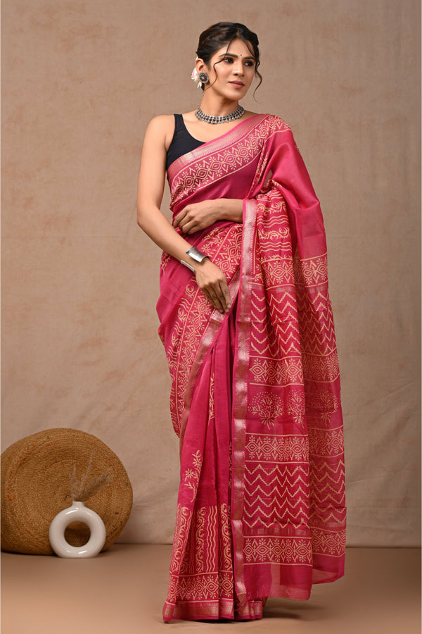 Artisanal Maheshwari Silk Sari depicting Cultural Splendor