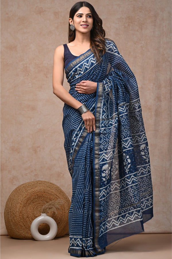 Handcrafted Maheshwari Silk Sari showcasing Ethnic Beauty