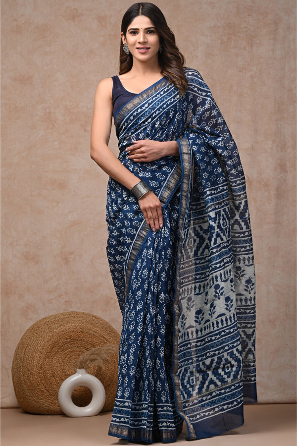 Exquisite Maheshwari Design on Indian Silk Sari