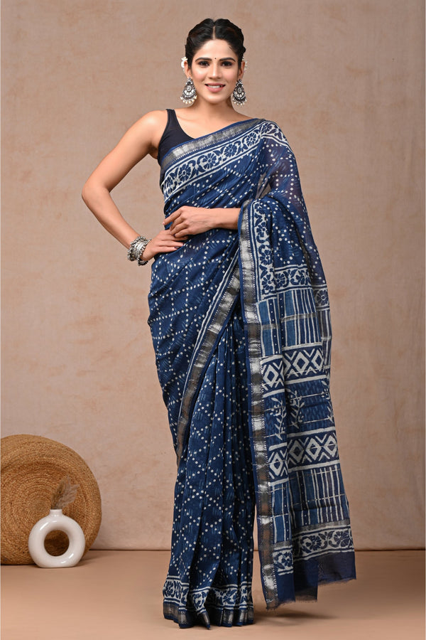 Artisan Craftsmanship evident in Handmade Maheshwari Silk Sari