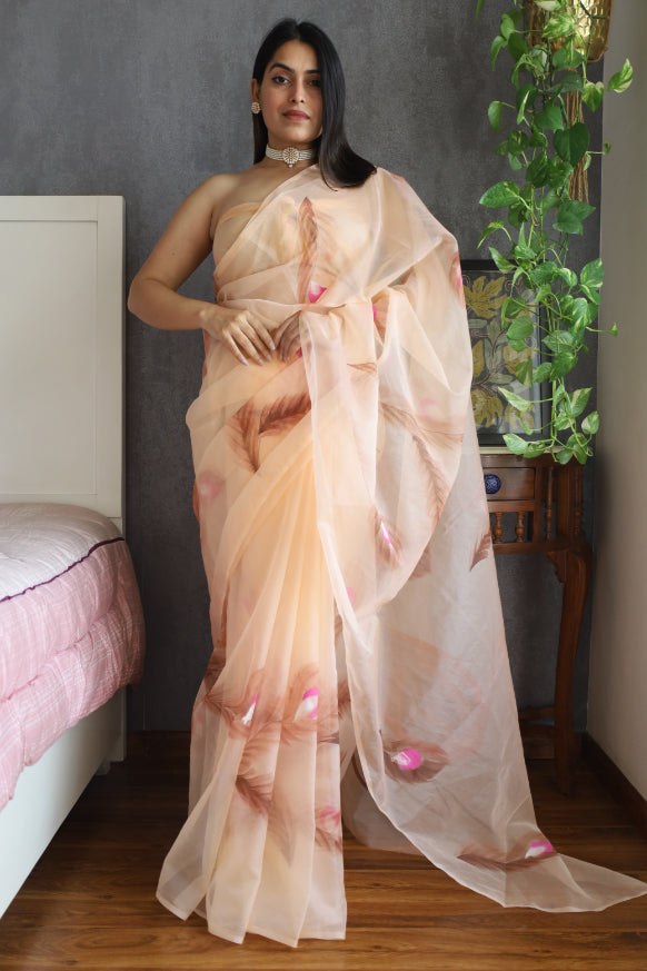 Hand Painted Organza Saree Online: Exquisite Elegance