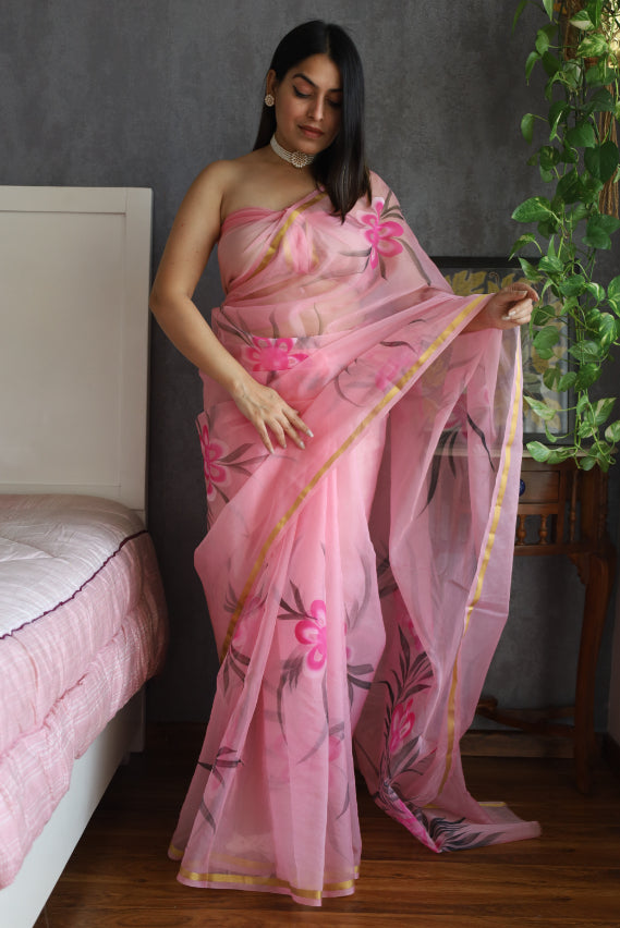 Pure Organza Silk Sarees: Hand Painted Masterpiece