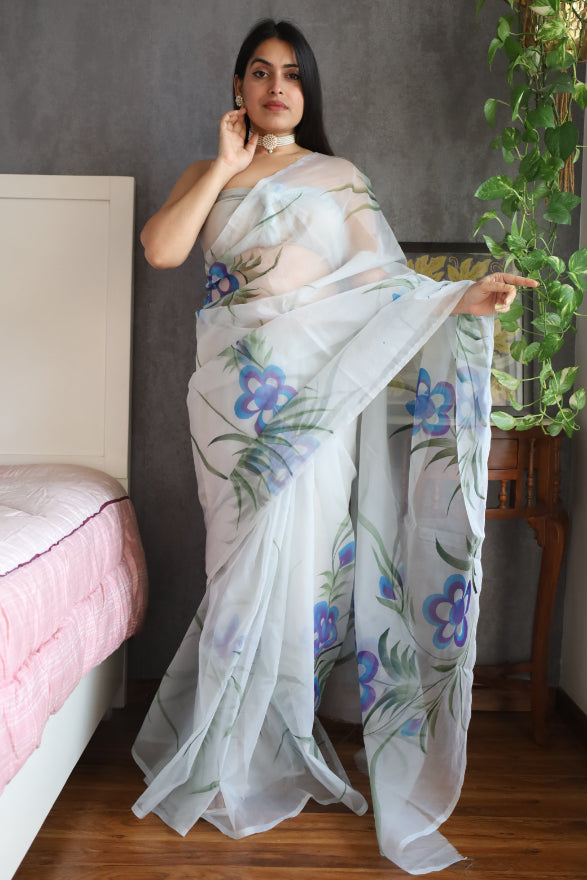 Pure Organza Sarees: Hand Painted Collection