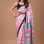 Elepahent Quirky Print Cotton Mul Mul Saree