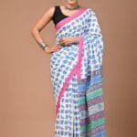 baby elephent print cotton mul saree
