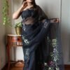 Black Floral Saree