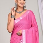 Pink Linen Saree