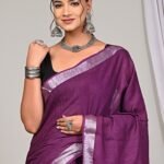 Purple Linen Saree