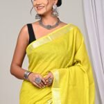 Yellow Linen Saree