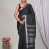 Black Linen Saree