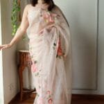 Off-White Rose Saree